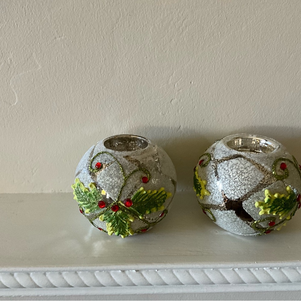 Mercury Glass-Like Votive Holders Dimensional Christmas Holiday Theme